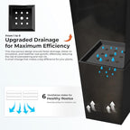 Worth Garden 28" H. Large Metal Glazed Planter Set of 2, Modern Glossy Finish Black Tall Square Tapered Steel Flower Plant Pots for Indoor & Outdoor Use - Insert Plate with Drain Holes, Air Vents