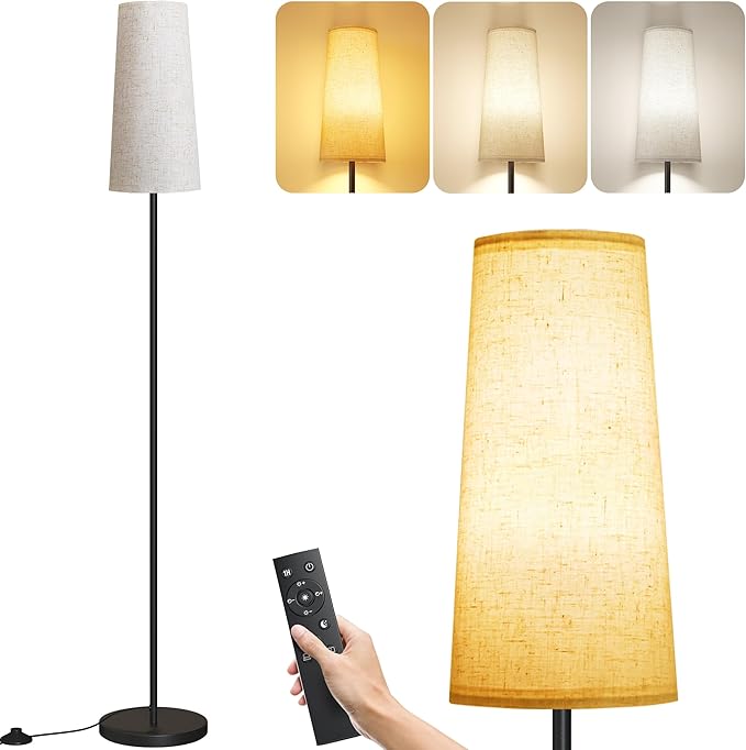 SUNMORY Floor Lamps for Living Room/Bedroom/Office, Standing Lamp with Remote Control, 3 Color Temperature, Dimmable Corner Tall Lamp, Suitable for Modern/Boho/Farmhouse and Other Home Decor Styles