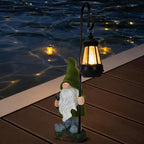 Solar Garden Gnome Decor Outdoor Statue - Gnome With LED Waterproof Sculptures Lights, Cute Gnome Pond/Yard Statues Outside Decoration, Home, Lawn, Patio, Resin Animal Ornament, Women/Gardening Gift