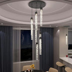 Pendant Light Fixtures LED Black 8-Light Chandelier for Living Room Modern Bubble Crystal Chandelier Entryway Foyer Dimmale 2700K-6000K