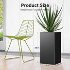 Modern Metal Planter Black – 28” Tall with Removable Insert Shelf | Heavy-Duty Outdoor & Indoor Planter Box for Patio, Porch, Garden (14x14x28in)