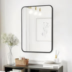 Fabuday Black Bathroom Mirror for Over Sink Wall - 24x36 Rectangle Mirror with Matte Metal Frame, Big Rounded Rectangular Vanity Mirrors for Bedroom, Living Room, Entryway, Horizontally/Vertically