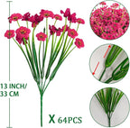 Krissing 48 Bundles Outdoor Artificial Flowers UV Resistant Fake Silk Flowers Faux Plastic Plants Outside Garden Porch Window Box Summer Decoration (Rose Red)