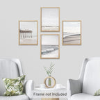 SIGNWIN Poster Bathroom Decor 8"x10"x 4, Wall Art Room Decor Multicolor for Living Room, Bedroom, Office White Minimalist California Ocean Beach Seashore Pier Nature Wilderness Realism Landscape