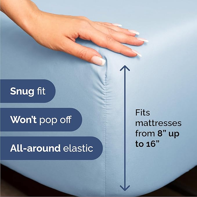 Cal King Sheets Set 6 Piece - Includes 4 Pillowcases - Bed Sheets Cal King Size - Soft Hotel Luxury Bedding - Cooling, Comfy & Breathable - 1 Flat, 1 Fitted & 4 Pillowcases w/ Deep Pockets - Baby Blue