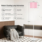 Floor Lamps for Living Room, Stepless Dimmable Floor Lamp with Remote, 2700K-6500K Colors Temperature & Brightness Adjustable,10W/1200LM LED Pink Floor Lamp, Modern Standing Lamp for Girls Bedroom
