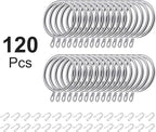 Hotop 60 Pieces 1.26 Inch Metal Drapery Curtain Rings Curtain Hanging Rings and 60 Pieces Metal Drapery Pin Hooks for Drapes Window Door Shower (Silver)