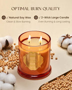 M&SENSE Citrus Candles for Home Scented, Natural Organic Soy Candle 12.7oz 75 Hour Long Lasting Slow Burning, Mandarin Fragrant Double Wick Jar Candle Fresh Smelling for Bathroom