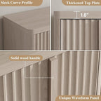 Fluted Buffet Cabinet with Storage, 120" Sideboard Buffet Storage Cabinet with 8 Doors & Solid Wood Handle, Coffee Bar Wood Credenza Cabinet for Kitchen, Dining Room, Living Room, Natural Oak(2PCS)