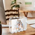 3 Pack 4x6 Acrylic Magnetic Picture Frame, 20 mm Thick Clear Double Sided Freestanding Photo Frame, Transparent Frameless Floating Frames with Magnets Corners, Scalloped