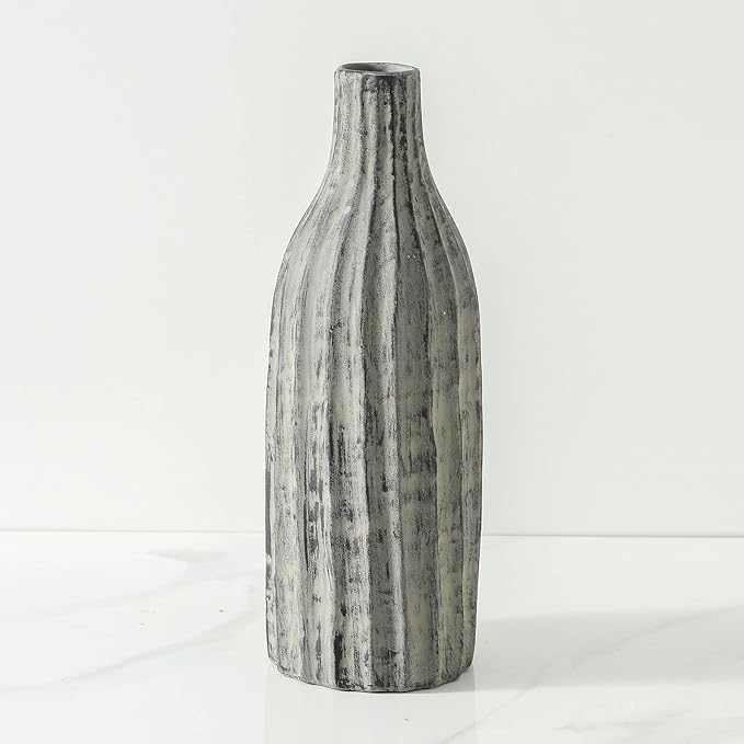 Natural Branch Design Ceramic Vase:Decorative Flower Vase for Modern Home Decor,Handmade Pottery Vase for Home Decor,Living Room,Kitchen,Office,Bedroom,CenterpieceTable Decorations-11 inch Grey Color