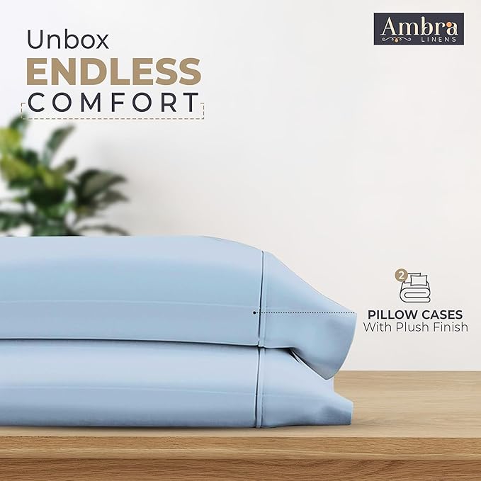 Ultra Soft Pillow Protectors 400TC Set of 2 Breathable Pillow Covers 100% Protection Against Stains, Dust & Dirt - Machine Washable