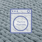 Bigacogo Chunky Knit Throw Blanket for Couch, 40x40 inches, 100% Hand Knitted with Thick Jumbo Chenille Yarn, Cozy Soft Large Rope Knot Cable Crochet Blankets for Sofa Bed Living Room, Dusty Blue