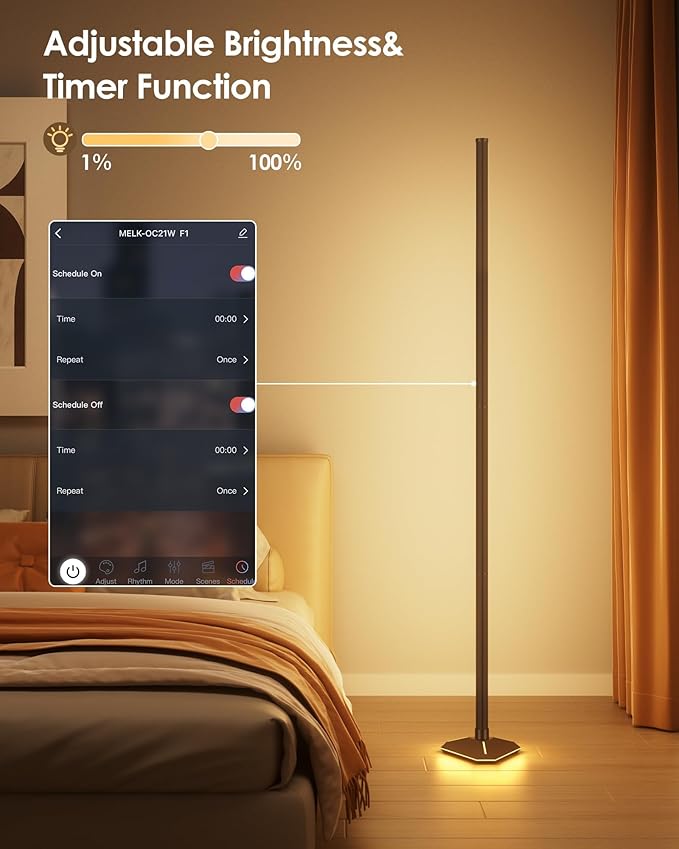 2PCS Floor Lamp with Illuminate Base, 50" RGB+IC Cool White LED Floor Lamp Color Changing 24V with Music Sync 16 Million DIY Colors Modern Smart Stand Lamp for Bedroom, Living Room, Studio