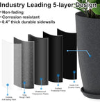 GameXcel Tall Flower Pot Indoor - Outdoor Plant Pot - Black Glossy Planter - Elegant Stone Imitation - 12" Diameter 21" Tall with Drainage Holes and Saucer 2Pack