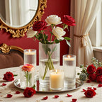 16 Pack Ribbed Glass Cylinder Vases 5.5, 6 Inch Tall Clear Flower Vase Hurricane Floating Candle Holder for Table Centerpiece Wedding Home Decor