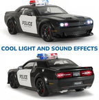 Police Cars for Kids Ages 3-5,1/24 Diecast Cars Hellcat Toy Car Collectibles Model Kit with Pull Back,Hell Cat Toy Police Car with Lights and Siren for Kids 3+ Year Olds