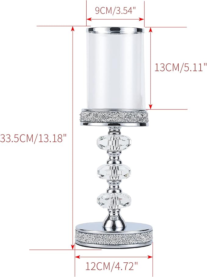 Candle Holder, Pillar Candle Holders, Crystal Candlesticks Holder for Wedding, Parties, Events, Chirstmas,Home Decor, Table Centerpieces CH048LD