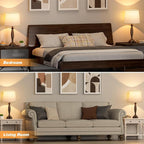 White Brown Lamps for Bedrooms Set of 2 - Touch Control Bedside Lamp with USB C+A, 3 Way Dimmable Nightstand Lamps with USB Port, Table Lamp for Living Room(White Shade and Brown Base)