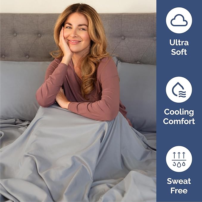 Cal King Sheets Set 6 Piece - Includes 4 Pillowcases - Bed Sheets Cal King - Soft Hotel Luxury Bedding - Cooling, Comfy & Breathable - 1 Flat & 1 Fitted & 4 Pillowcases w/ Deep Pockets - Steel Blue