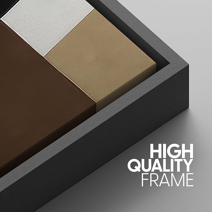 SIGNWIN Framed Canvas Print Wall Art Bold Geometric Shapes Modern Black, White, and Brown Abstract Photography Modern Art Minimalist Black and White for Living Room, Bedroom, Office - 24"x36"x3 Black