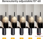 Zoomable LED Pendant Lights Modern Ceiling Hanging Spotlight Pendant Lighting,5CCT/2700K-5000K,Zoomable 15°-60°,Unique Pendant Lighting for Kitchen Island Bar,12W,Black(1Pack)