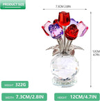 Crystal Rose Bouquet Flower Figurine Pink Purple and Red Flower Ornaments Gift for Lover
