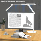 Micomlan Led Desk Lamp with Atmosphere Lighting, Rotatable Tall Architect Desk Lamp for Home Office with Swing Arm, 24W Bright Auto Dimming Adjustable Computer Light with Base for Table