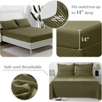 JOLLYVOGUE Full Comforter Set, Ultra-Soft Bed in a Bag Full Size 7 Pieces, Oeko-TEX Certified Bedding Set with Down Alternative Comforter, Sheets, Pillowcases & Shams, Olive Green