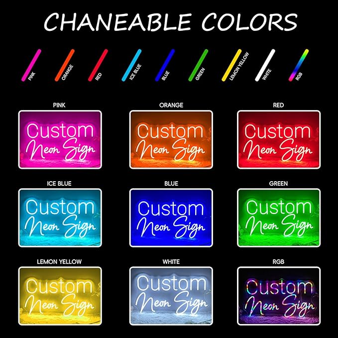 IbayNawi Custom Neon Signs, Personalized Large Neon Sign for Wall Decor, Colorful Neon Sign Custom Wedding Birthday Party Gift Neon Name Sign