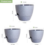 Big Self Watering Pots 12/10/9 inch, Planter, Plant Pots with Mesh Drainage Holes for Indoor Outdoor Garden Plants, Plastic Flower Pots with Removable Deep Reservoir, Speckled Grey