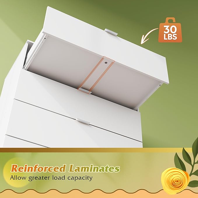 WLIVE 4 Drawer Dresser for Bedroom, White Tall Dresser, Modern Wood Dressers with Sturdy Metal Handle, Small Chest of Drawers for Living Room, Hallway