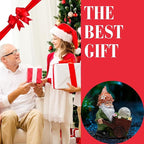 Solar Garden Gnome Statue with Crackle Glass Globe Lights, Waterproof Outdoor Decor for Patio, Lawn, or Yard, Whimsical Housewarming Gift(Green Gnomes)