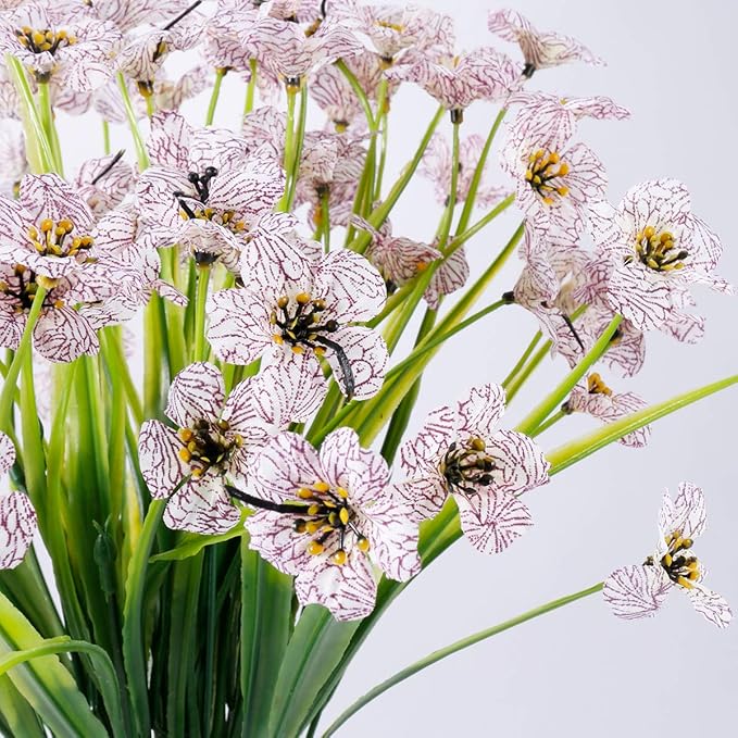 20 Bundles Artificial Flowers Outdoor UV Resistant Fake Flowers No Fade Faux Plastic Plants Garden Porch Window Box Decorating(White)…