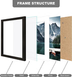 7x10 Frame with Real Glass - Display Pictures 5.5x8.5 with Mat or 7 x 10 without Mat, Photo Frame for Wall or Table Top Display(Black, 3 Pack)
