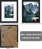 8x10 Black Picture Frames set of 3, Made of Wooden and Glass Photo frame - Displays Picture 5x7 with Mat or 8 x 10 without Mat, Desktop & Wall Collage Frame set