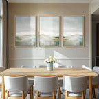 Large Framed Green Abstract Landscape Wall Art for Living Room, 3 Piece Canvas Prints Paintings Artwork for Walls, Modern Minimalist Pictures for Dining Room, Hallway, Office Wall Decor 24x36 In