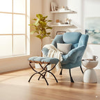 Cozy Lazy Chair and Ottoman, Large Contemporary Accent Lounge Chair Set, Leisure Upholstered Reading Armchair for Bedroom, Living Room, Dorm Rooms, Office