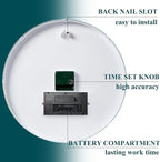 Wall Clock, 14" Large Dial Non-Ticking Silent Battery Operated Analog with LCD Display for Perpetual Calendar and F° Temperature, Ideal Modern Home, Bedroom, Kitchen, Office Decor(Green)