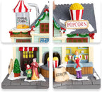 Bdor Christmas Village Lighted Decoration Animated Display Musical Christmas Collectible Popcorn Factory Battery Operated Resin Indoor Decor
