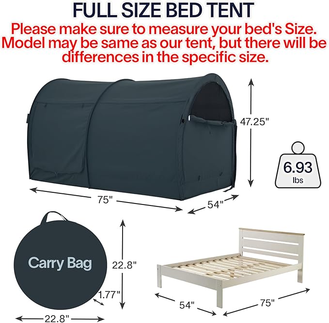 LEEDOR Bed Tent Dream Tents Bed Canopy Shelter Cabin Indoor Privacy Warm Breathable Pop Up Twin/Full/Queen for Kids and Adult Patent Pending(Mattress Not Included)
