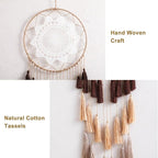Artilady Macrame Dream Catchers for Bedroom - Tassel Wall Hanging Handmade Dreamcatchers Home Decor with Tassel Feather Ornament Craft Blessing Gift (Mix Brown)
