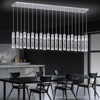 20-Lights Modern Crystal Chandeliers LED Pendant Light for Kitchen Island Dining Room Entrance Foyer Living Room Silver