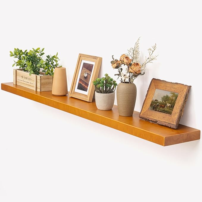 Marsmiles Floating Shelves for Wall - 55 Inch Rustic Wood Floating Shelves Set of 1-55 Inch Wide x 7.7 Inch Deep x 1.6 Inch Thick Wooden Shelves for Room Wall