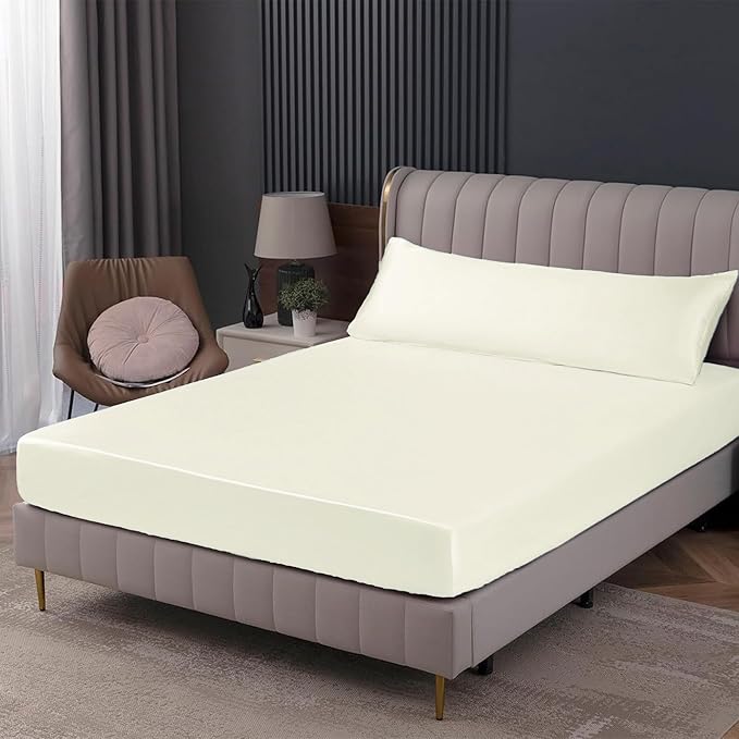 Tencel Sheets 3 Piece for Twin XL Bed - 100% Eucalyptus Lyocell Twin XL Sheets Set - Soft, Cooling & Breathable for Hot Sleepers - 16” Deep Pockets Hotel Quality Bedding Set - Ivory