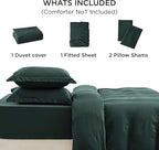 Bedsure Duvet Cover Full Size with Fitted Sheet - 4 Pieces Prewashed Cotton-Like Extra Soft Bedding Set, Includes 1 Duvet Cover 80x90 Inches, 2 Pillow Shams, 1 Fitted Sheet, Forest Green