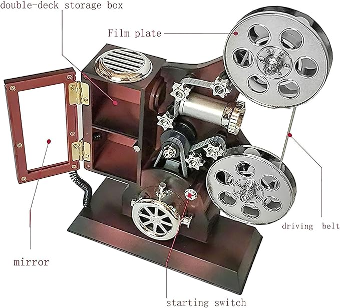 POPgifts Movie Projector Music Box, Mini Antique Vintage Craft Music Box Plays Tune for Elise Movie Theater Hollywood Theme Party Decoration for Cinema Time Bridal Shower Birthday Party Favor Supplies