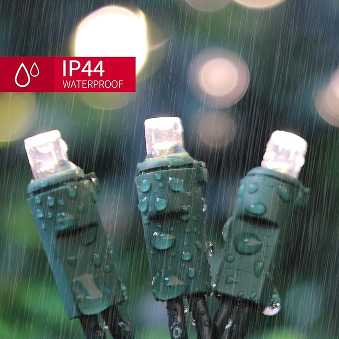 Warm White Wide Angle LED String Lights, 64.8 Ft 300 Count, Pack of 3 Strands 21.9 Ft 100 Lights UL Certified Commercial Grade Green Wire 5mm Holiday String Light