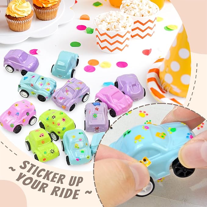 Vileafy 35 Toy Cars with Stickers, Pinata Stuffers and Prize Box Toys for Kids Classroom, Bulk Mini Cars for Kids Party Favors, Goodie Bag Stuffers, Treasure Chest, and Birthday Gifts