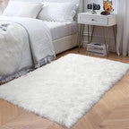 Goolela White 3x5 Faux Sheepskin Soft Plush Bedroom Living Room Throw Rectangular Washable Fluffy Fur Rug